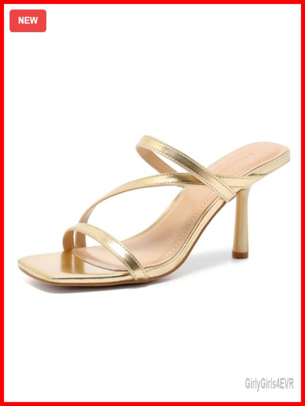 Kitten Heels Strappy Sandals Open Toe Slip On Faux Leather 3 Inch